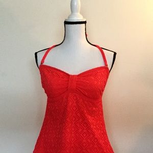 Catalina Brand Salmon Lace Halter Top Size M 8-10